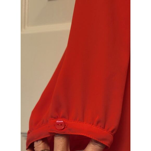 Iz Byer Women's Orange V-Neck 3/4 Sleeve Shirt Size Large - Picture 3 of 9